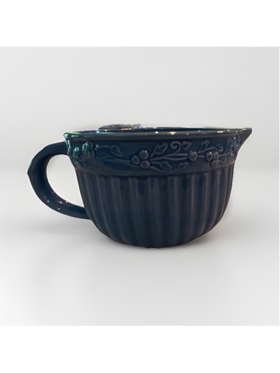 swiss colony Other - Vintage Swiss Colony Blue Ceramic Pottery Mixing‎ Bowl Glossy Floral Pattern